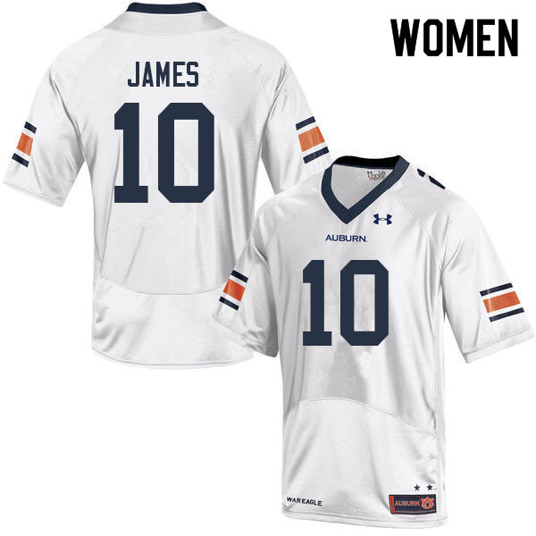 Women #10 D.J. James Auburn Tigers College Football Jerseys Sale-White